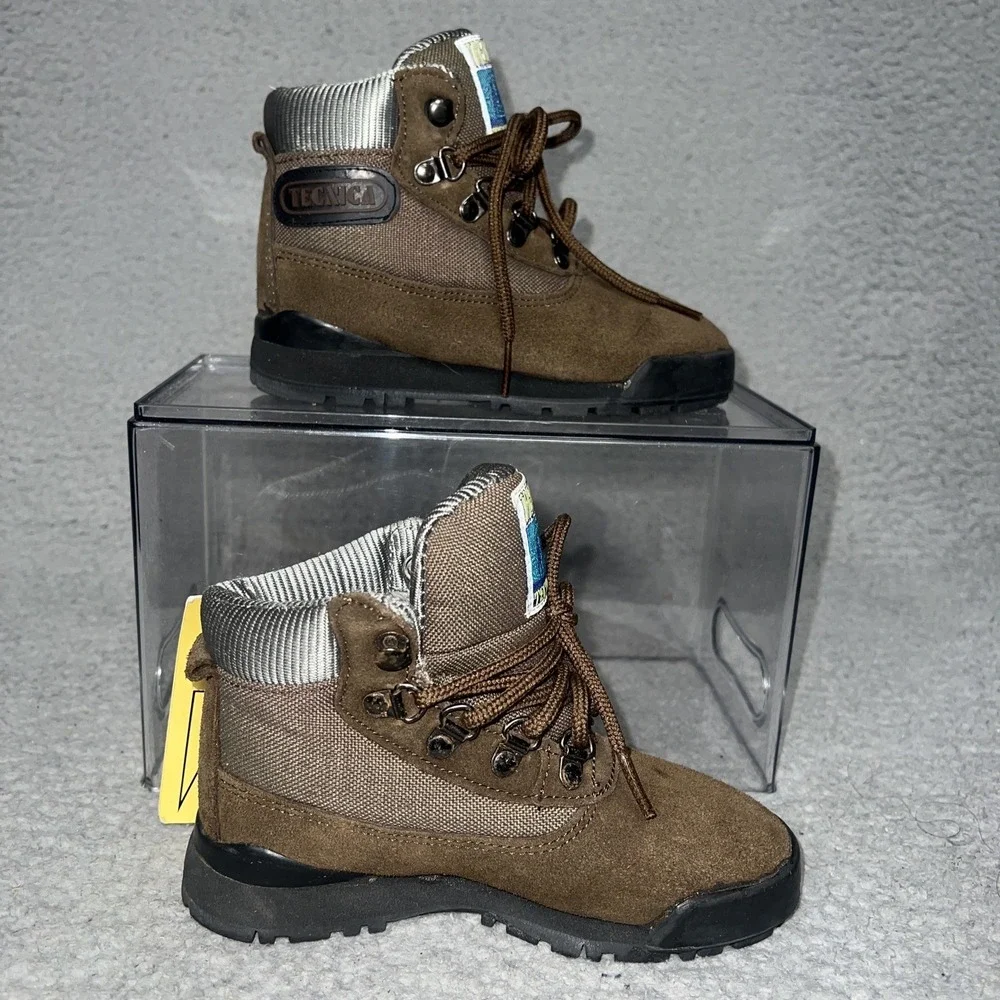 NWT Tecnica Trekking Boots Youth Sz 11‎ Brown Suede Leather Ankle Hiking VTG